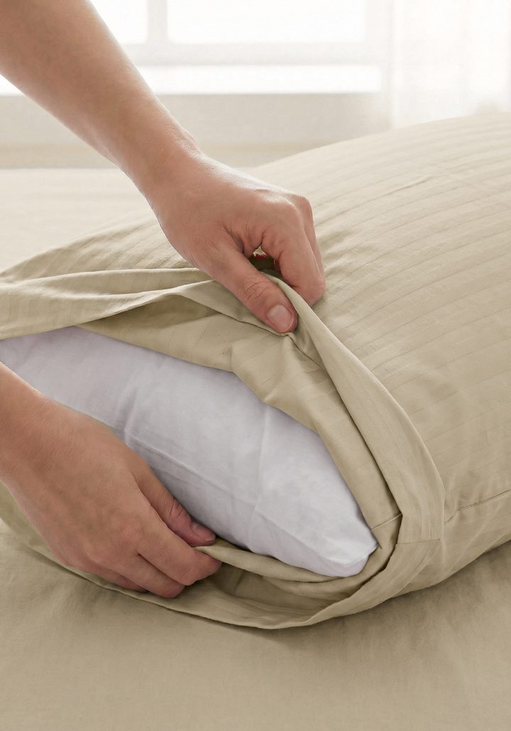 ARIA PILLOW CASE CREAM BEIGE- SATIN COTTON 400TC