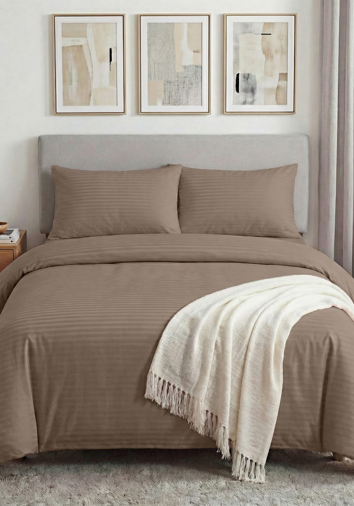 ARIA BED SET EARTH BROWN - SATIN COTTON 400TC