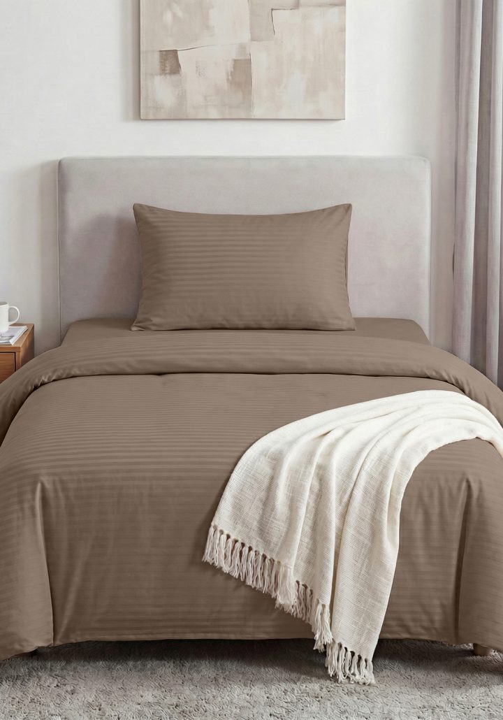 ARIA SHEET SET EARTH BROWN- SATIN COTTON 400TC