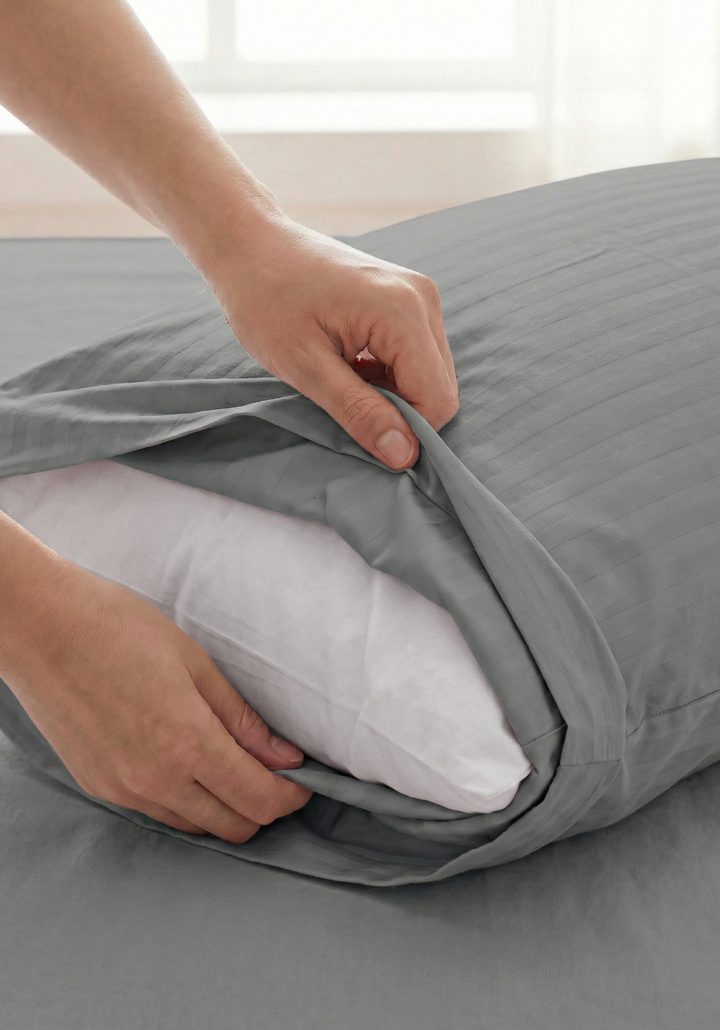 ARIA PILLOW CASE GREY- SATIN COTTON 400TC
