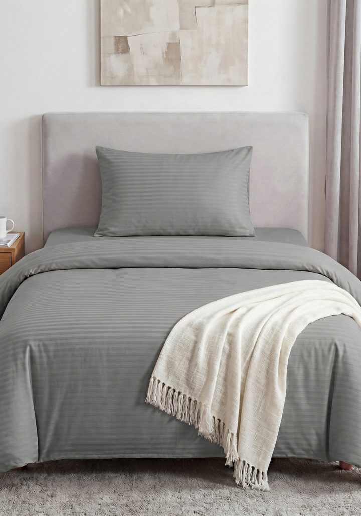 ARIA SHEET SET GREY- SATIN COTTON 400TC