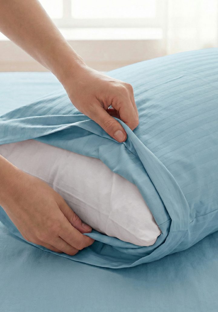 ARIA PILLOW CASE MISTY BLUE- SATIN COTTON 400TC