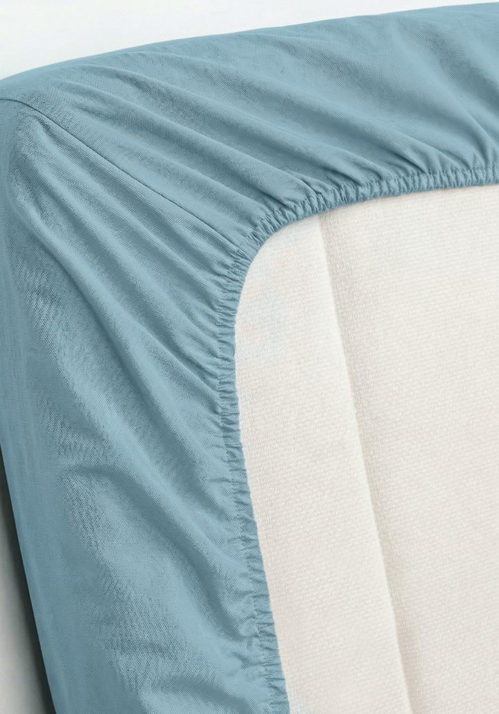 ARIA FITTED SHEET MISTY BLUE- SATIN COTTON 400TC