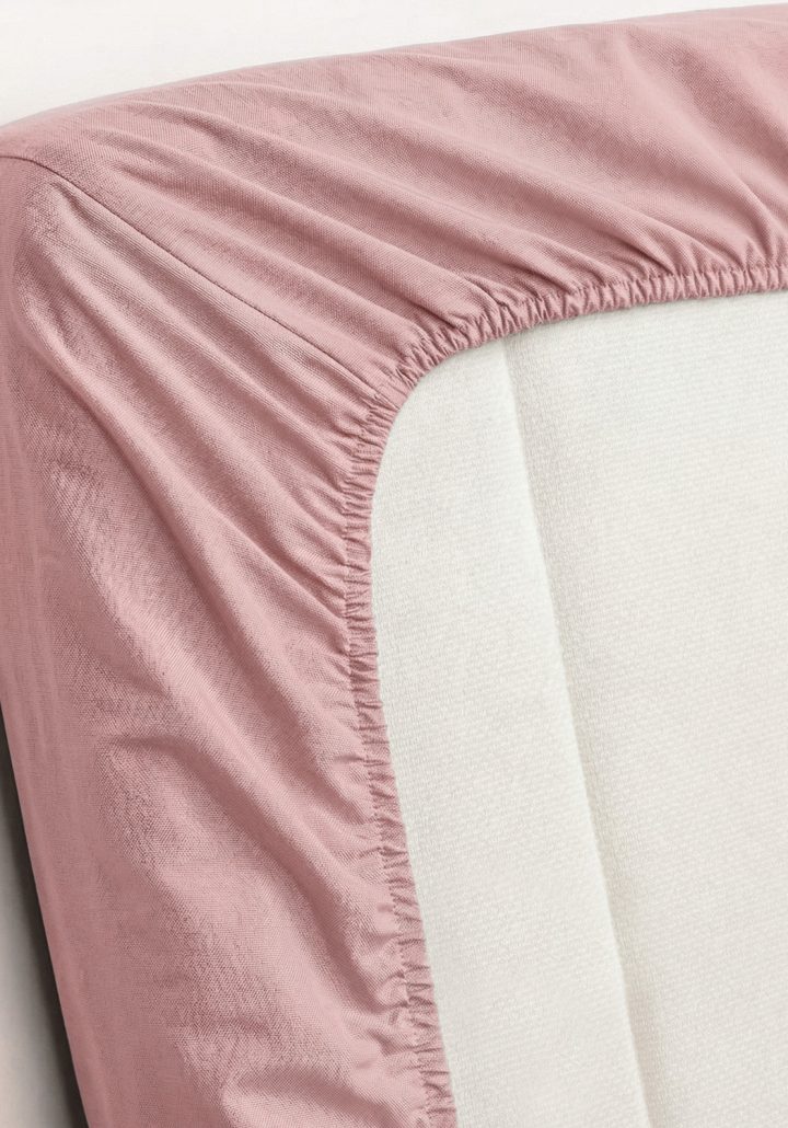ARIA FITTED SHEET PALE ROSE- SATIN COTTON 400TC