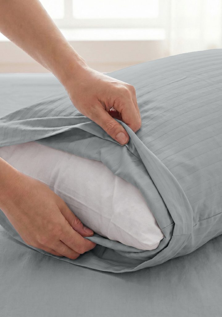 ARIA PILLOW CASE SOFT GREY- SATIN COTTON 400TC