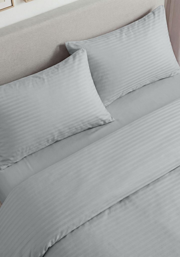 ARIA DUVET COVER SOFT GREY- SATIN COTTON 400TC