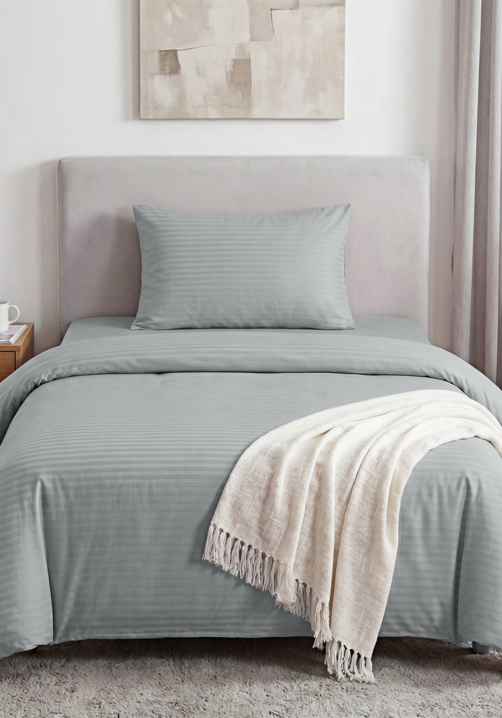 ARIA SHEET SET SOFT GREY- SATIN COTTON 400TC