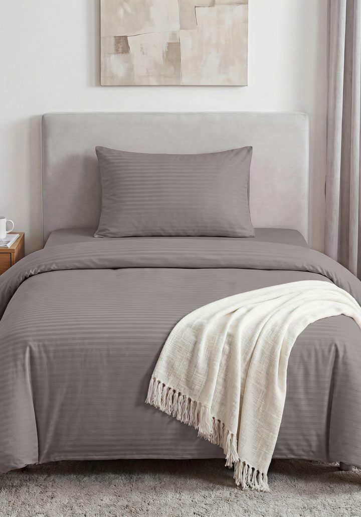ARIA SHEET SET WARM GREY- SATIN COTTON 400TC