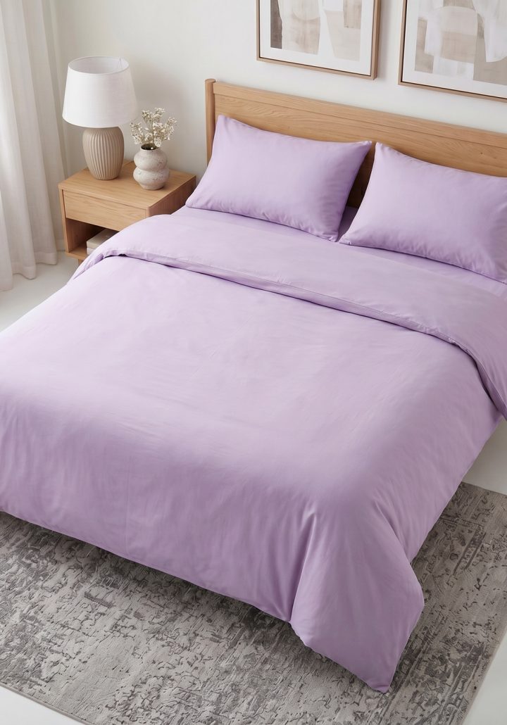 CARLTON STONEWASHED BED SET SOFT LAVENDER- 50% COTTON + 50% BLEND OF LINEN AND MICROFIBER